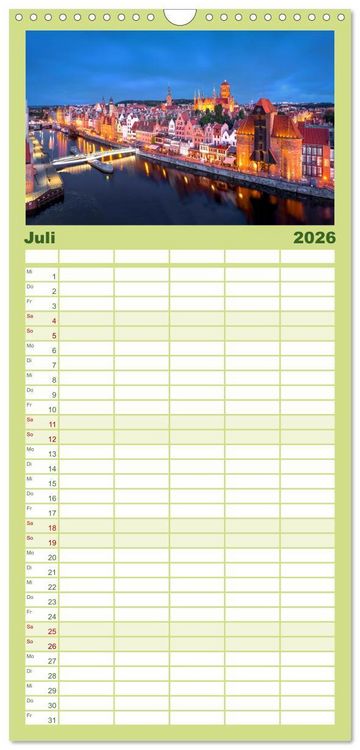 Produktbild: Familienplaner 2026 - Danzig - Die goldene Stadt an der Ostsee. mit 5 Spalten (Wandkalender, 21 x 45 cm) CALVENDO