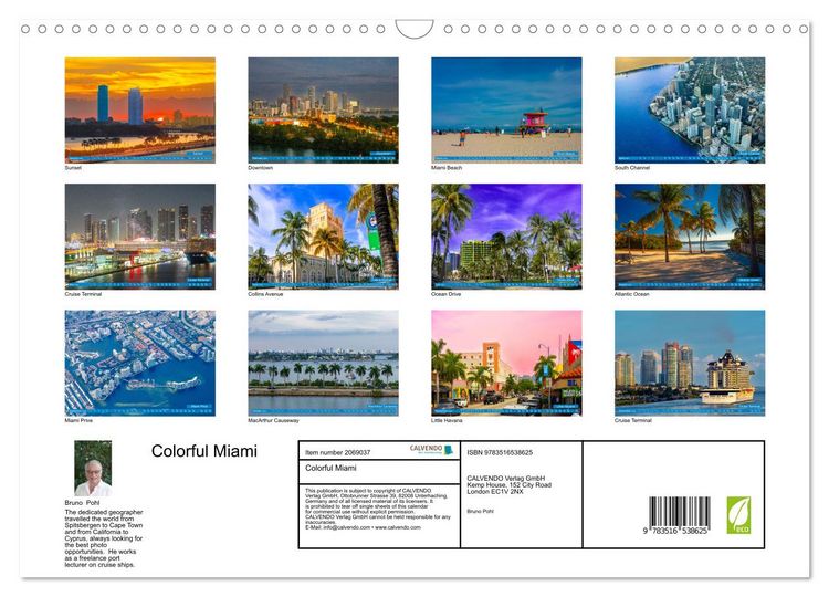 Produktbild: Colorful Miami (Wall Calendar 2026 DIN A3 landscape), CALVENDO 12 Month Wall Calendar