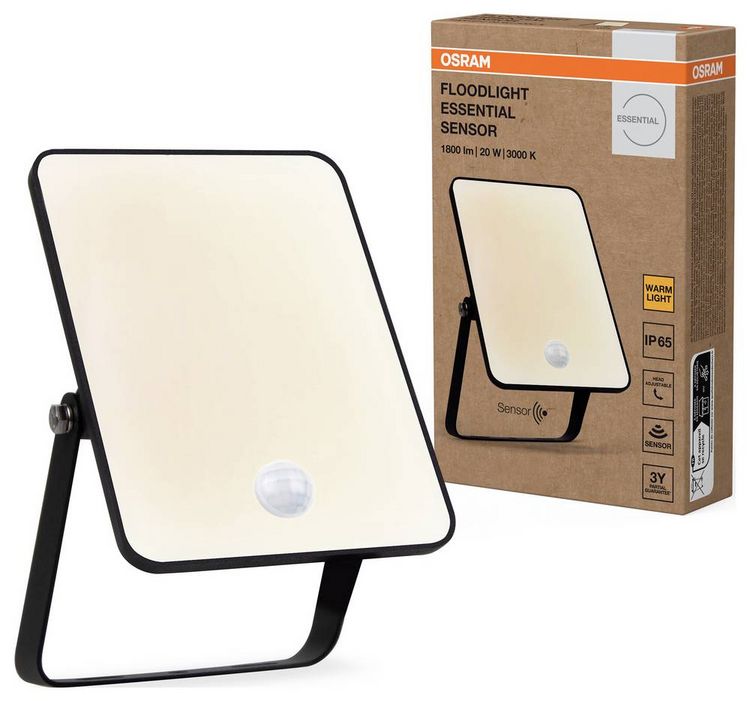 Produktbild: OSRAM HOMELIGHTING Floodlight Essential Sensor 20W 3000K 4099854430053 LED-Au&szlig;enstrahler mit Bewegungsmelder 20 W Leuchtfarben: Warmwei&szlig;