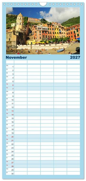 Produktbild: Familienplaner 2027 - Cinque Terre - die bunten D&ouml;rfer Liguriens mit 5 Spalten (Wandkalender, 21 x 45 cm) CALVENDO