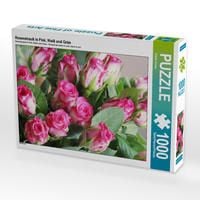 Produktbild: CALVENDO Puzzle Rosenstrau&szlig; in Pink, Wei&szlig; und Gr&uuml;n | 1000 Teile Lege-Gr&ouml;&szlig;e 64x48cm Foto-Puzzle f&uuml;r gl&uuml;ckliche Stunden