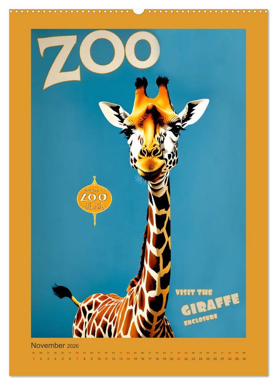 Produktbild: Zoo Vintage-Poster (hochwertiger Premium Wandkalender 2026 DIN A2 hoch), Kunstdruck in Hochglanz