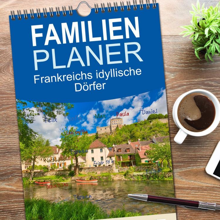 Produktbild: Familienplaner 2026 - Frankreichs idyllische D&ouml;rfer mit 5 Spalten (Wandkalender, 21 x 45 cm) CALVENDO