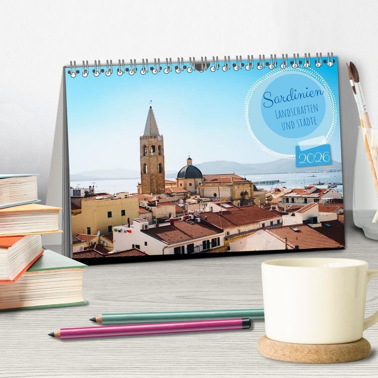 Produktbild: Sardinien. Sch&ouml;ne Landschaften und bunte St&auml;dte. (Tischkalender 2026 DIN A5 quer), CALVENDO Monatskalender