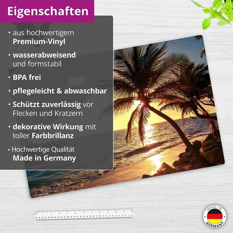 Produktbild: Cover-your-desk Schreibtischunterlage f&uuml;r Kinder und Erwachsene Palmen am Strand, aus hochwertigem Vinyl , 60 x 40 cm
