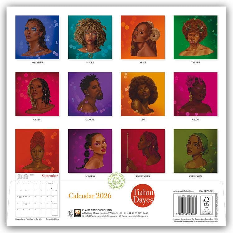 Produktbild: Tiahni Dayes &ndash; Kunstkalender 2026 &ndash; Original Flame Tree Publishing-Kalender [Kalender]