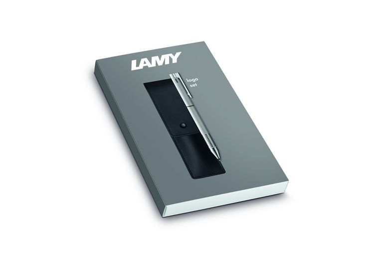 Produktbild: LAMY Kugelschreiber logo twin pen brushed im Lederetui