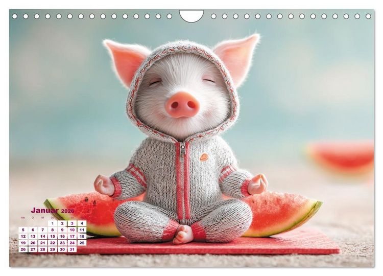 Produktbild: Vom Gl&uuml;ck, ein Schweinchen zu sein (Wandkalender 2026 DIN A4 quer), CALVENDO Monatskalender