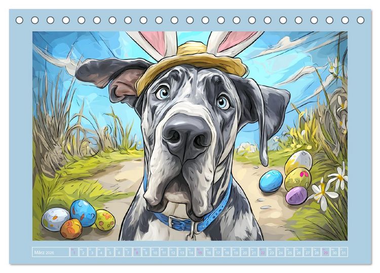 Produktbild: Die Dogge. Lustige Hunde Cartoons f&uuml;r gute Laune (Tischkalender 2026 DIN A5 quer), CALVENDO Monatskalender