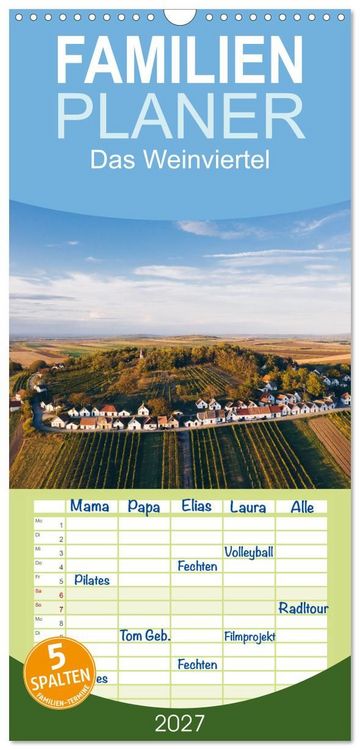 Produktbild: Familienplaner 2027 - Das Weinviertel im wundersch&ouml;nen Nieder&ouml;sterreich. mit 5 Spalten (Wandkalender, 21 x 45 cm) CALVENDO