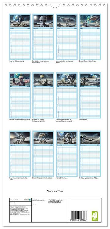 Produktbild: Familienplaner 2026 - Aliens auf Tour mit 5 Spalten (Wandkalender, 21 x 45 cm) CALVENDO