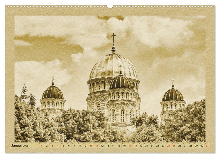 Produktbild: Riga &ndash; Ein Kalender im Zeitungsstil (hochwertiger Premium Wandkalender 2026 DIN A2 quer), Kunstdruck in Hochglanz