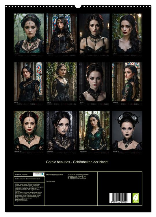 Produktbild: Gothic beauties - Sch&ouml;nheiten der Nacht (hochwertiger Premium Wandkalender 2026 DIN A2 hoch), Kunstdruck in Hochglanz