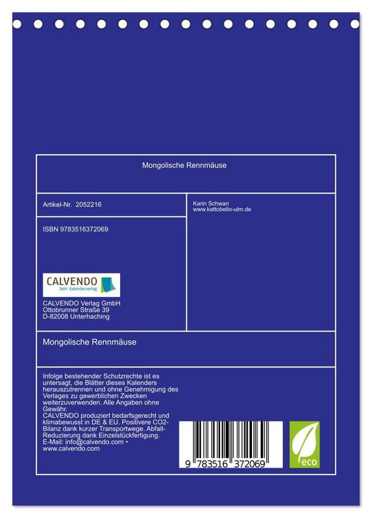 Produktbild: Mongolische Rennm&auml;use (Tischkalender 2026 DIN A5 hoch), CALVENDO Monatskalender