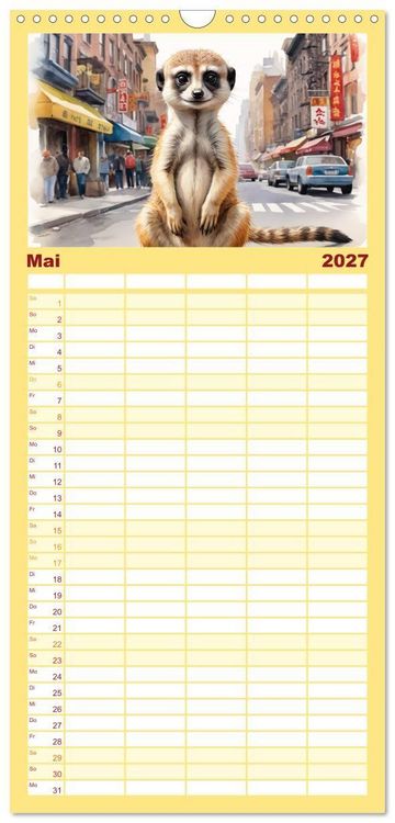 Produktbild: Familienplaner 2027 - Erdm&auml;nnchen in New York City mit 5 Spalten (Wandkalender, 21 x 45 cm) CALVENDO