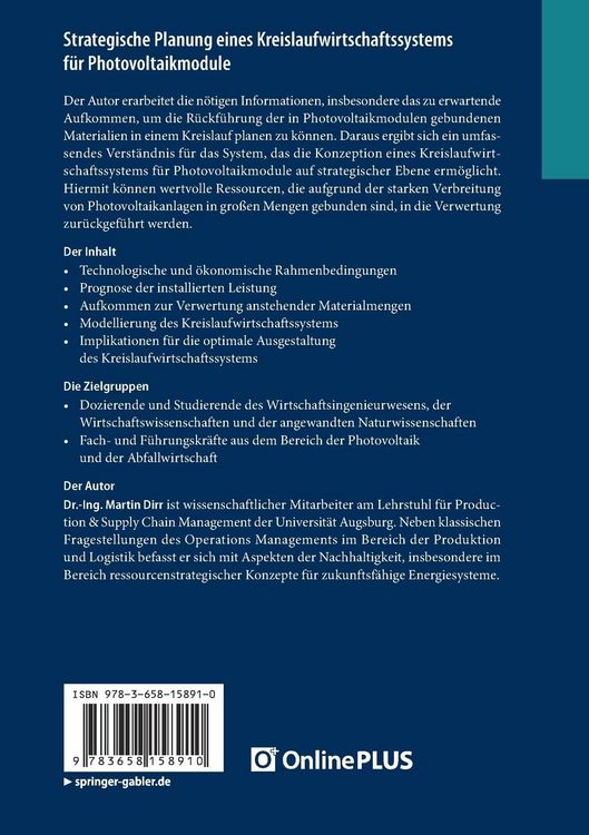 Produktbild: Strategische Planung eines Kreislaufwirtschaftssystems f&uuml;r Photovoltaikmodule