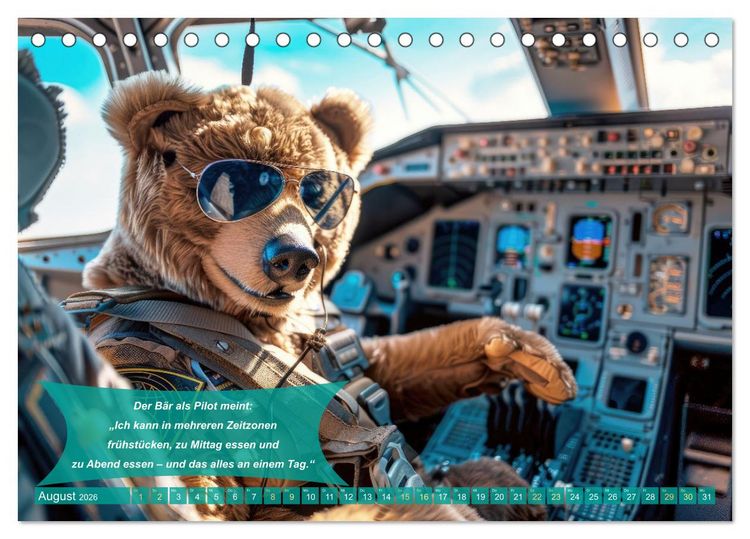 Produktbild: Der tierisch lustige Piloten-Kalender (Tischkalender 2026 DIN A5 quer), CALVENDO Monatskalender