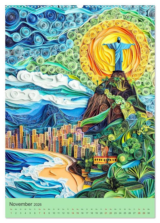 Produktbild: Architektur - Faszinierende Weltwunder in filigranem Quilling (Wandkalender 2026 DIN A2 hoch), CALVENDO Monatskalender