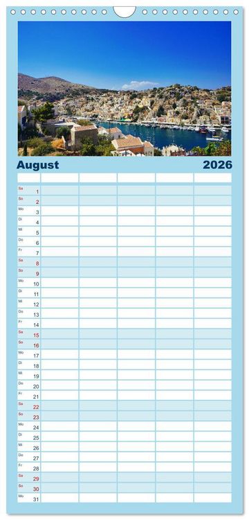 Produktbild: Familienplaner 2026 - Ein Tag auf Symi mit 5 Spalten (Wandkalender, 21 x 45 cm) CALVENDO