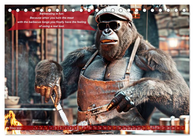 Produktbild: Funny charming animals as barbecue chef (Desk Calendar 2026 DIN A5 landscape), CALVENDO 12 Month DeskCalendar