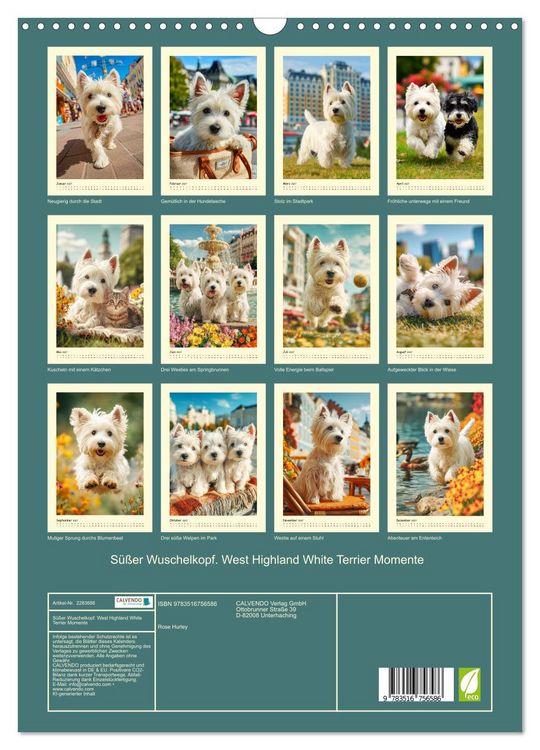 Produktbild: S&uuml;&szlig;er Wuschelkopf. West Highland White Terrier Momente (Wandkalender 2027 DIN A3 hoch), CALVENDO Monatskalender