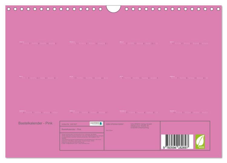 Produktbild: Bastelkalender - Pink (Wandkalender 2027 DIN A4 quer), CALVENDO Monatskalender