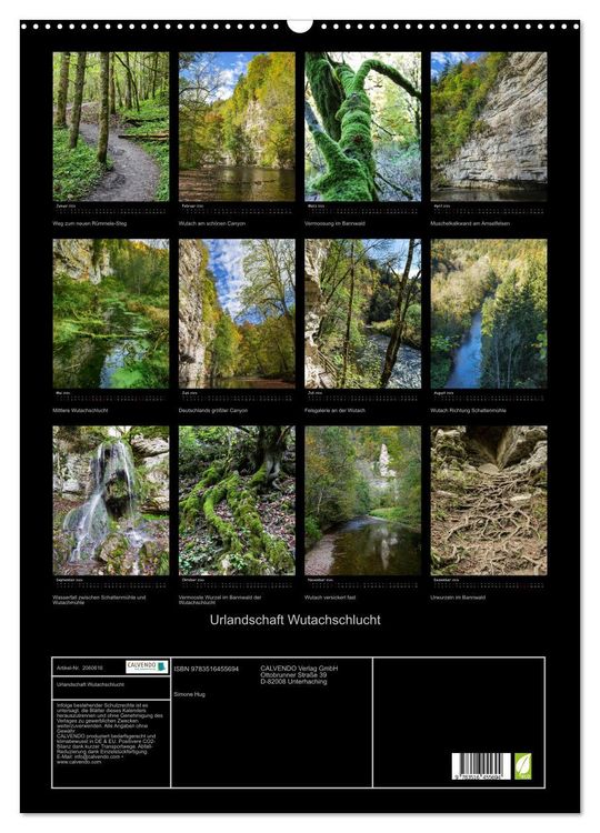 Produktbild: Urlandschaft Wutachschlucht (Wandkalender 2026 DIN A2 hoch), CALVENDO Monatskalender