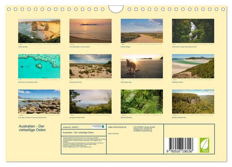 Produktbild: Australien - Der vielseitige Osten (Wandkalender 2026 DIN A4 quer), CALVENDO Monatskalender