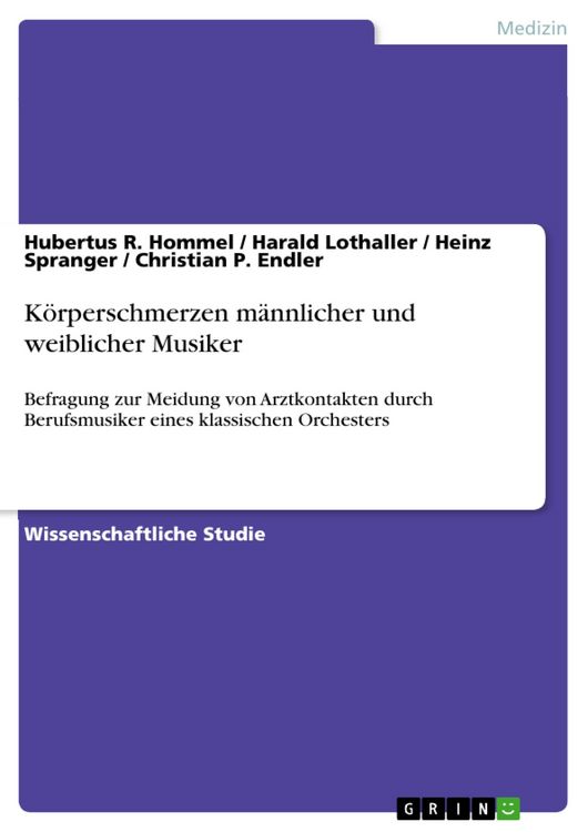 Produktbild: K&ouml;rperschmerzen m&auml;nnlicher und weiblicher Musiker