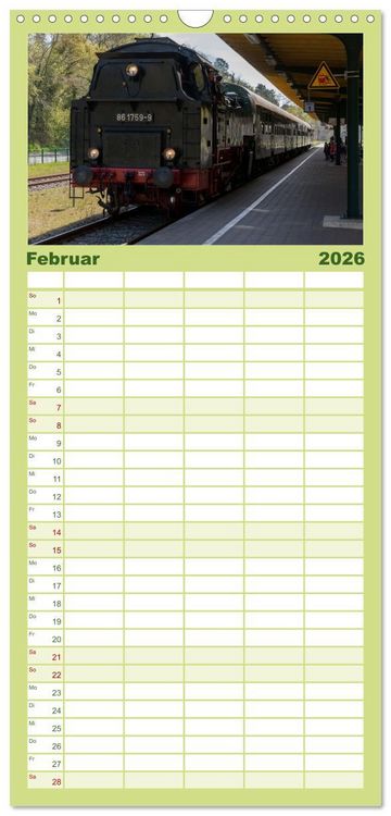 Produktbild: Familienplaner 2026 - Dampflok auf Usedom mit 5 Spalten (Wandkalender, 21 x 45 cm) CALVENDO