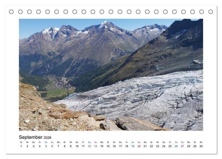 Produktbild: Perlen im Saastal Wallis Schweiz (Tischkalender 2026 DIN A5 quer), CALVENDO Monatskalender
