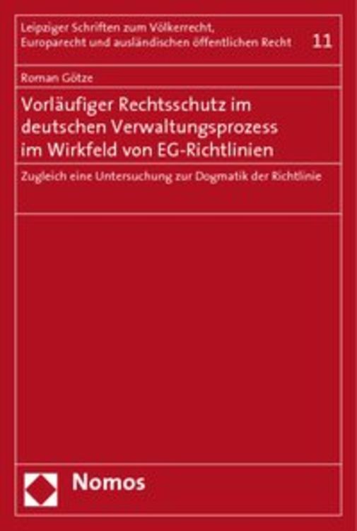 Produktbild: Vorl&auml;ufiger Rechtsschutz im deutschen Verwaltungsprozess im Wirkfeld von EG-Richtlinien