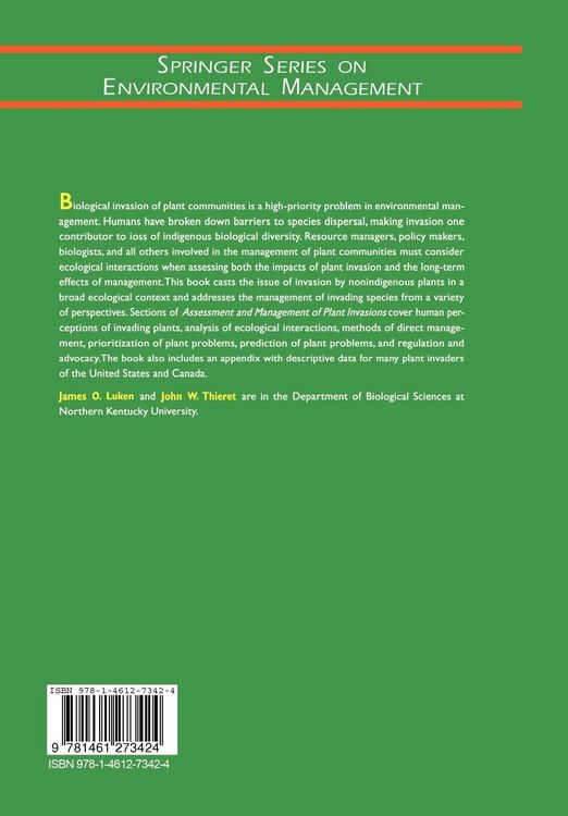 Produktbild: Assessment and Management of Plant Invasions