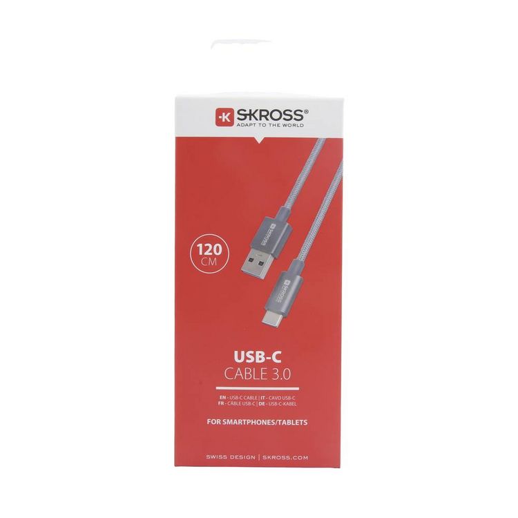 Produktbild: Skross USB-Kabel USB 3.2 Gen1 USB-A Stecker 1.20 m Spacegrau Rund, Flexibel, Stoff-Ummantelung SKCA0012A-C120CN