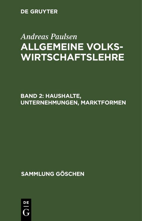 Produktbild: Haushalte, Unternehmungen, Marktformen
