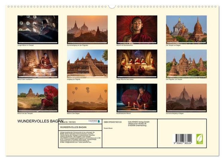 Produktbild: WUNDERVOLLES BAGAN (hochwertiger Premium Wandkalender 2026 DIN A2 quer), Kunstdruck in Hochglanz