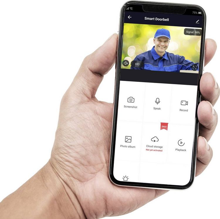 Produktbild: Sygonix IP-Video-T&uuml;rsprechanlage WLAN, Funk Grau, Wei&szlig;