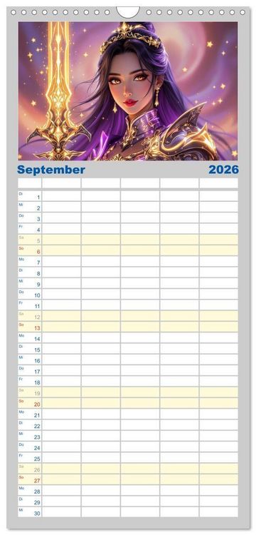 Produktbild: Familienplaner 2026 - Fantasie Asia-Girls mit 5 Spalten (Wandkalender, 21 x 45 cm) CALVENDO
