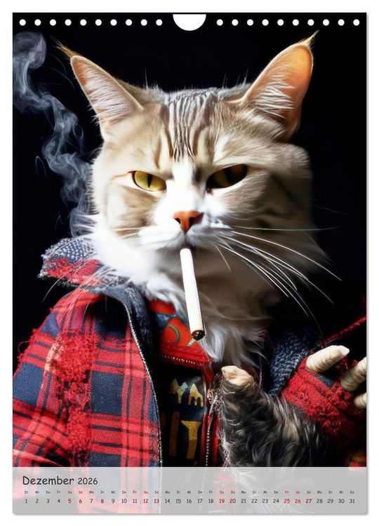 Produktbild: Katzen im lustigen Gangsterlook (Wandkalender 2026 DIN A4 hoch), CALVENDO Monatskalender