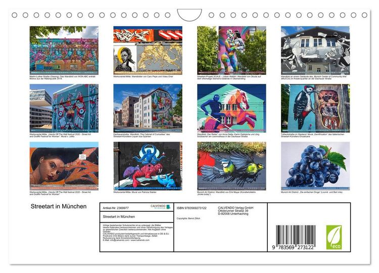 Produktbild: Streetart in M&uuml;nchen (Wandkalender 2027 DIN A4 quer), CALVENDO Monatskalender