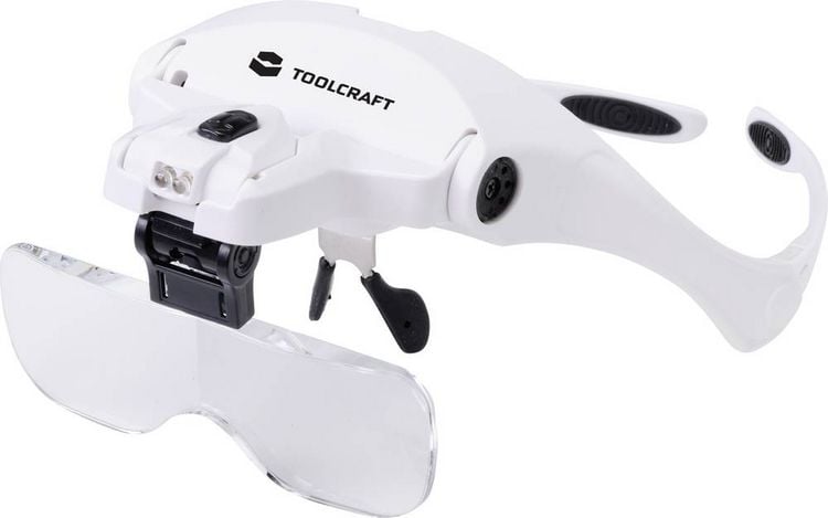 Produktbild: TOOLCRAFT 2469761 Lupenbrille mit LED-Beleuchtung Vergr&ouml;&szlig;erungsfaktor: 3.5 x, 2.5 x, 2.0 x, 1.5 x, 1.0 x Linsengr&ouml;&szlig;e: (L x B) 95 mm x 34 mm