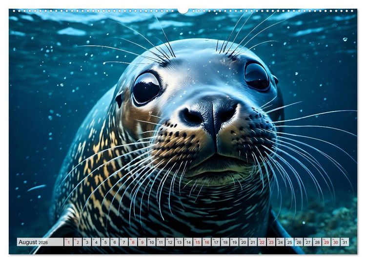 Produktbild: Freche Seehunde (hochwertiger Premium Wandkalender 2026 DIN A2 quer), Kunstdruck in Hochglanz