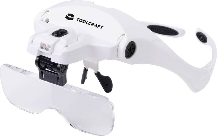 Produktbild: TOOLCRAFT 2469761 Lupenbrille mit LED-Beleuchtung Vergr&ouml;&szlig;erungsfaktor: 3.5 x, 2.5 x, 2.0 x, 1.5 x, 1.0 x Linsengr&ouml;&szlig;e: (L x B) 95 mm x 34 mm