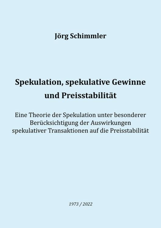 Produktbild: Spekulation, spekulative Gewinne und Preisstabilit&auml;t