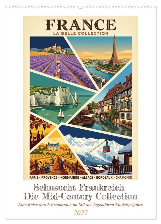 Produktbild: Sehnsucht Frankreich - Die Mid-Century Collection (Wandkalender 2027 DIN A2 hoch), CALVENDO Monatskalender
