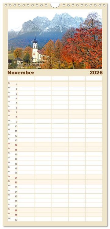 Produktbild: Familienplaner 2026 - Zauber der Zugspitze mit 5 Spalten (Wandkalender, 21 x 45 cm) CALVENDO