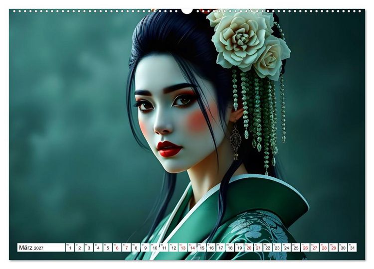 Produktbild: Dunkle Eleganz der Geishas (hochwertiger Premium Wandkalender 2027 DIN A2 quer), Kunstdruck in Hochglanz