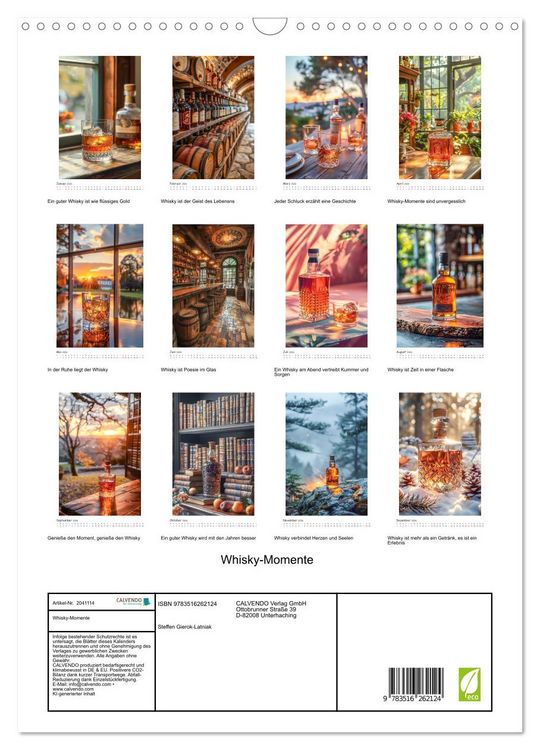 Produktbild: Whisky-Momente (Wandkalender 2026 DIN A3 hoch), CALVENDO Monatskalender
