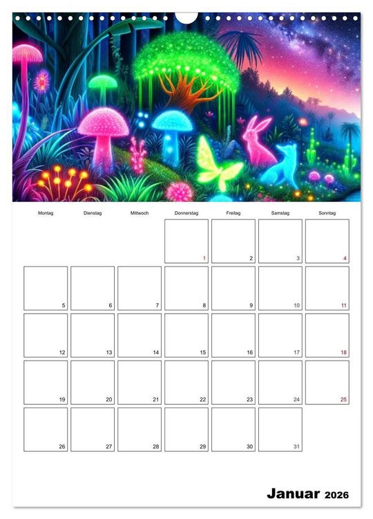 Produktbild: Neonlicht Familienplaner (Wandkalender 2026 DIN A3 hoch), CALVENDO Monatskalender