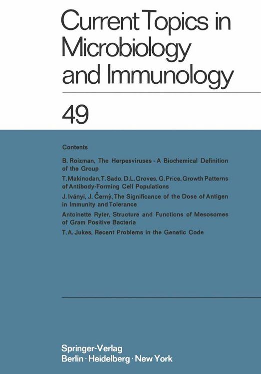 Produktbild: Current Topics in Microbiology and Immunology / Ergebnisse der Mikrobiologie und Immunit&auml;tsforschung